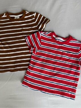 Janie and Jack Striped Short-Sleeve Tees - Red & Brown